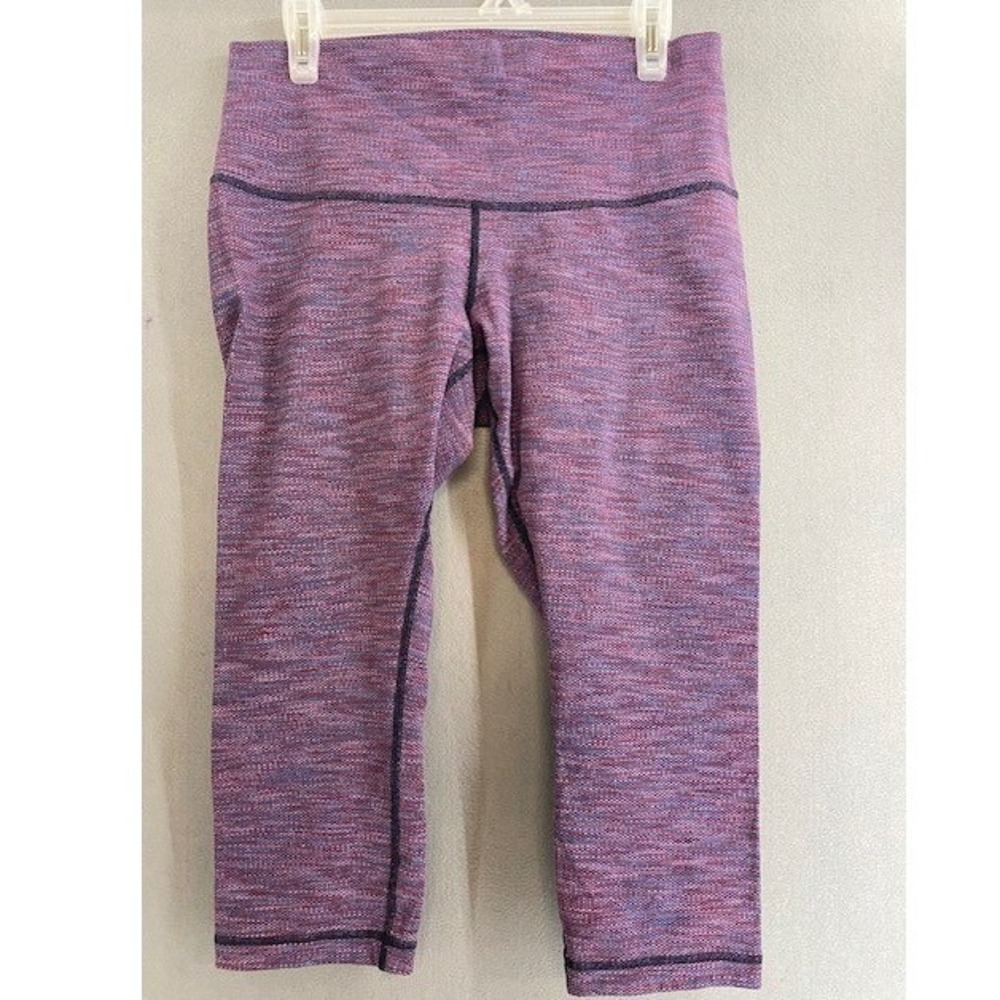 Lululemon Wunder Under Crop Purple Blue Space Dye Leggings Size 4 6 Mid Rise